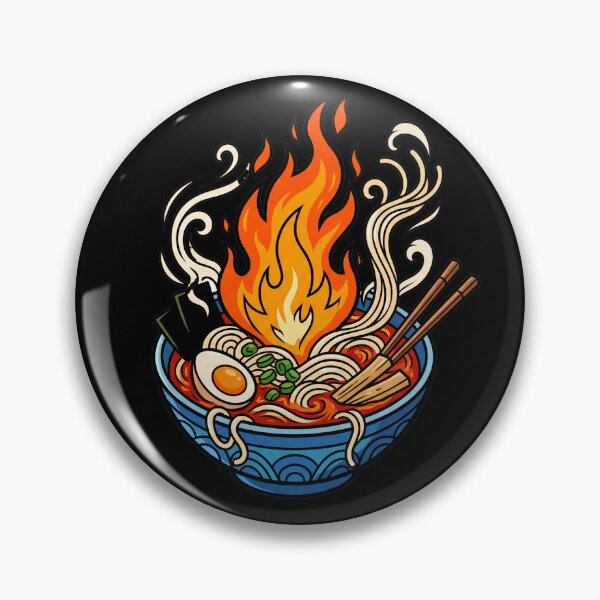 Item preview, Flaming Ramen Bowl Bold Spicy Noodle Illustration designed and sold by Oommen Studio .