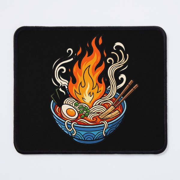 Item preview, Flaming Ramen Bowl Bold Spicy Noodle Illustration designed and sold by Oommen Studio .