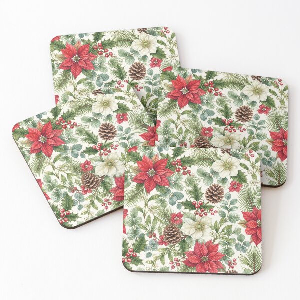 Item preview, Watercolor Christmas botanical pattern designed and sold by Rahke.