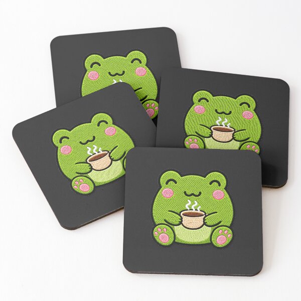 Item preview, Cute Frog Drinking Tea Kawaii Embroidery Patch designed and sold by ColorSplash123.