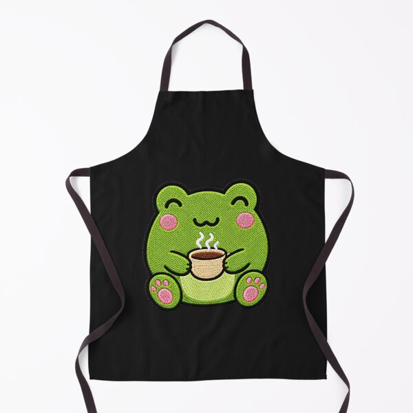 Item preview, Cute Frog Drinking Tea Kawaii Embroidery Patch designed and sold by ColorSplash123.