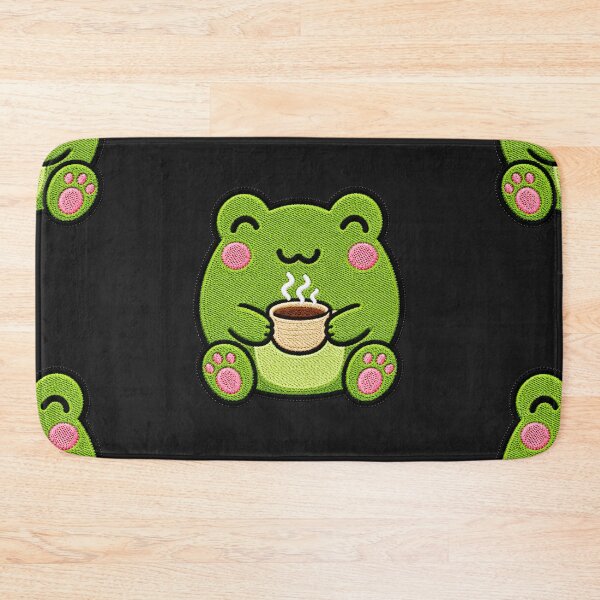 Item preview, Cute Frog Drinking Tea Kawaii Embroidery Patch designed and sold by ColorSplash123.