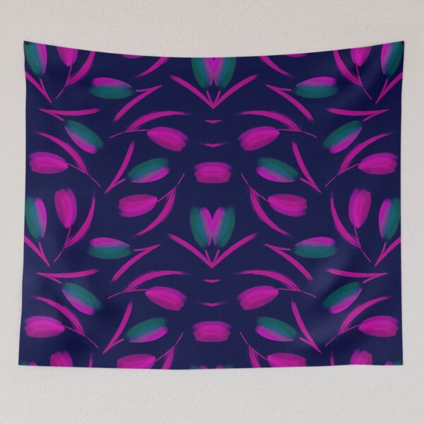 Item preview, Vivid Floral Brushstrokes — Magenta & Green Pattern designed and sold by behappyandrelax.