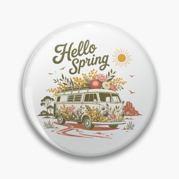 Item preview, Hello Spring Aussie Kombi Van Golden Wattle Paper Daisy Flower Van Outback Gift designed and sold by Yellowriversss.