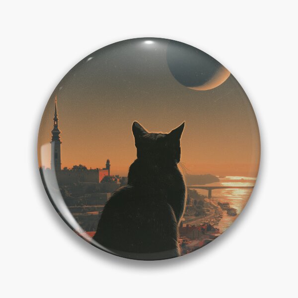 Item preview, Vintage Belgrade Sunset Travel Poster with Black Cat designed and sold by ROD.