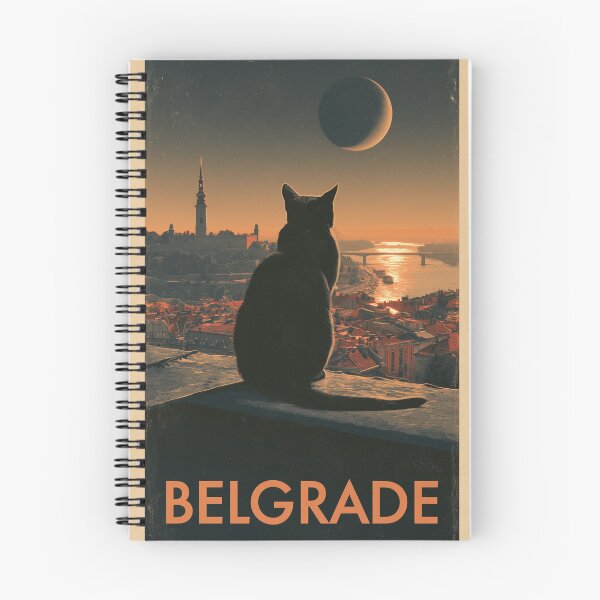 Item preview, Vintage Belgrade Sunset Travel Poster with Black Cat designed and sold by ROD.
