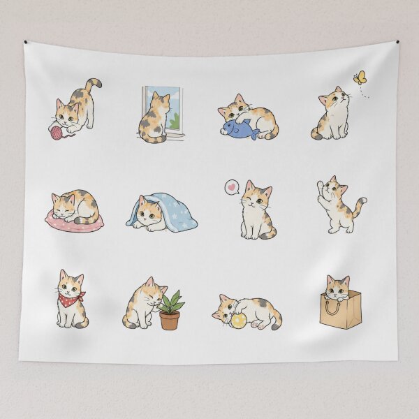 Item preview, Cute Calico Cat Activities Sticker Pack Sheet designed and sold by Rehnair.