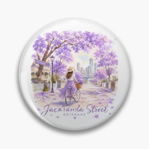 Item preview, Jacaranda Street Brisbane Jacaranda Season Purple Flower Watercolor Bike designed and sold by Yellowriversss.
