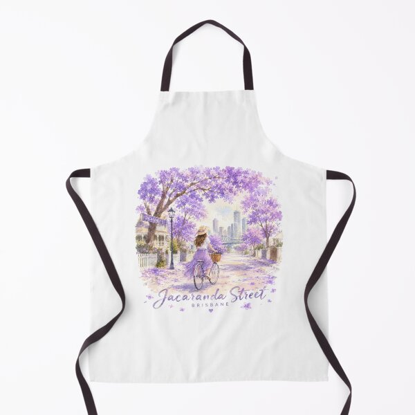 Item preview, Jacaranda Street Brisbane Jacaranda Season Purple Flower Watercolor Bike designed and sold by Yellowriversss.