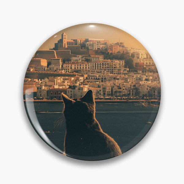 Item preview, Vintage Ibiza Travel Poster with Black Cat Retro Sunset View designed and sold by ROD.