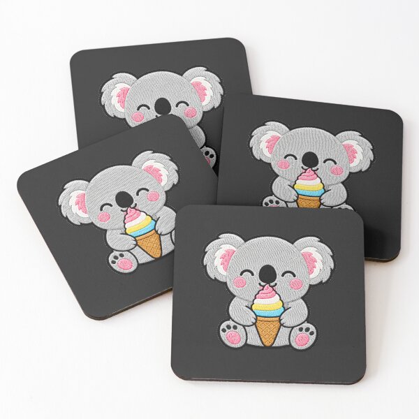 Item preview, Cute Koala Eating Ice Cream Kawaii Embroidery Patch designed and sold by ColorSplash123.