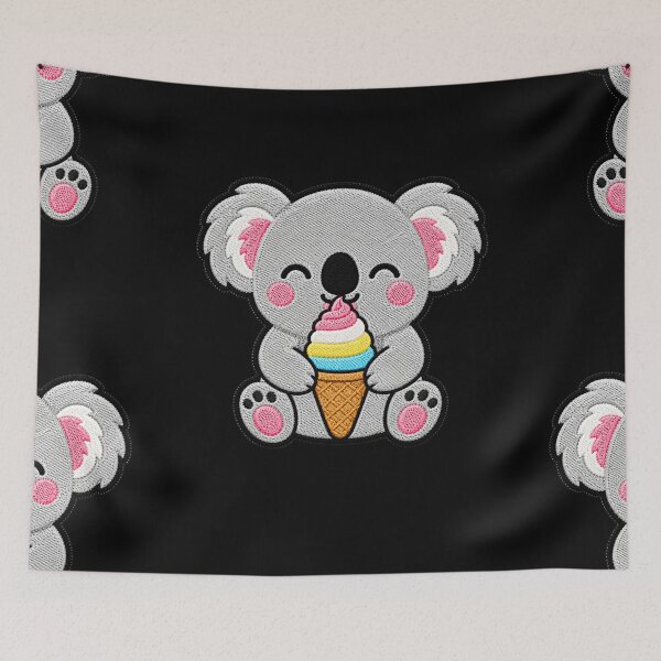 Item preview, Cute Koala Eating Ice Cream Kawaii Embroidery Patch designed and sold by ColorSplash123.
