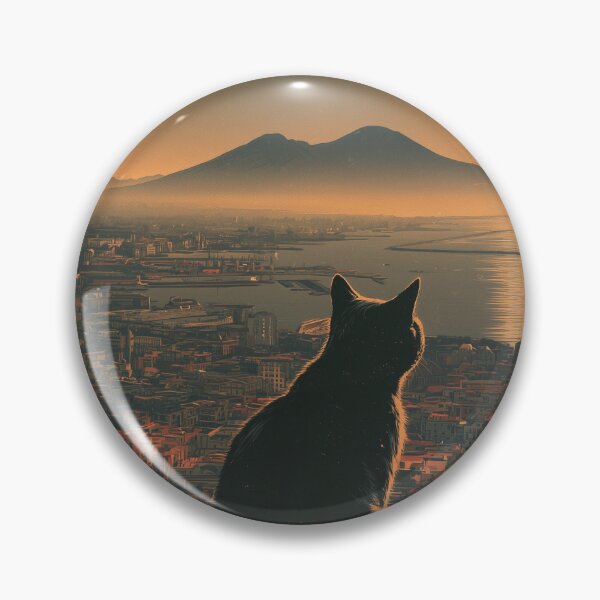 Item preview, Vintage Napoli Italy Travel Poster with Black Cat & Vesuvius Sunset designed and sold by ROD.