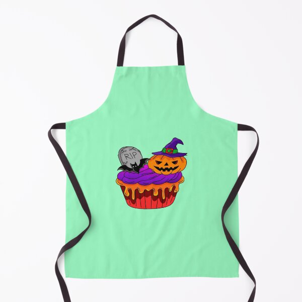 Item preview, Cute Halloween Monster Cupcake Dessert with Purple Icing Witch Pumpkin and Gravestone Vector designed and sold by RS4you.