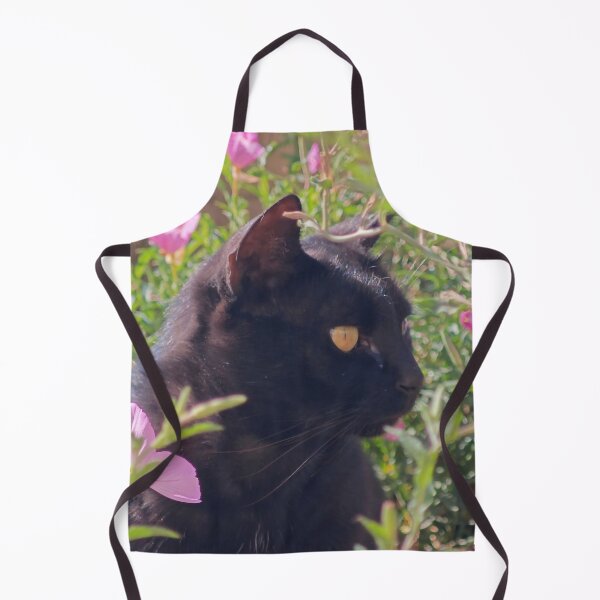 Item preview, Black Cat Among Pink Flowers designed and sold by MB-CatPrints.