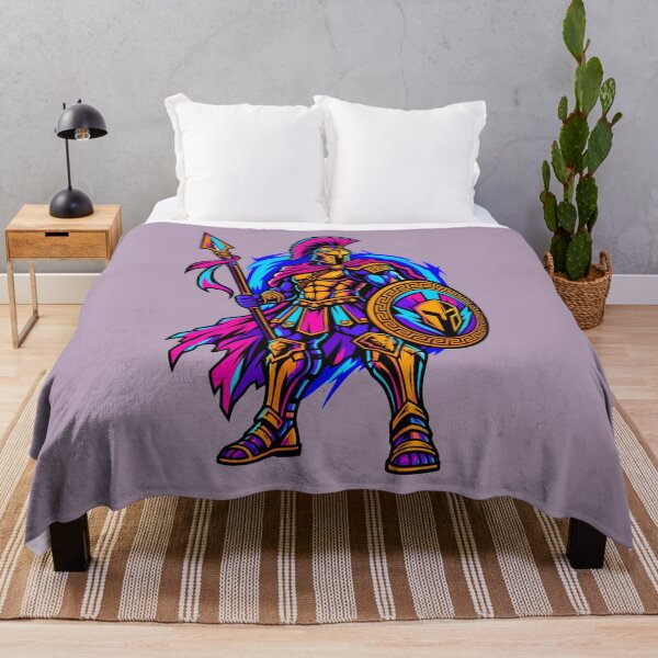 Item preview, Neon Retro Ancient Greek Warrior designed and sold by KungPowUnicorn.
