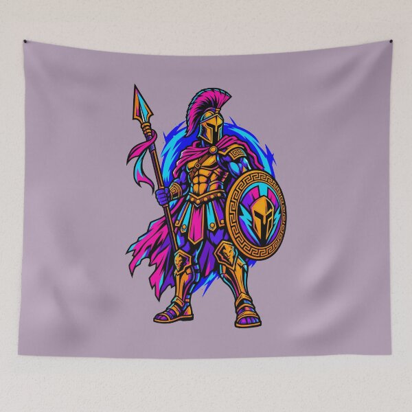 Item preview, Neon Retro Ancient Greek Warrior designed and sold by KungPowUnicorn.