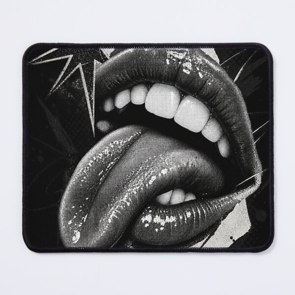 Item preview, Grunge Pop Art Lips – B&W Halftone Drip Mouth Art – Edgy Streetwear T-Shirt Print designed and sold by @SHINTOSARTSTORE.