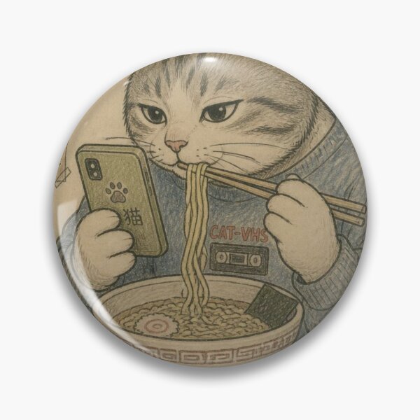 Item preview, Funny Cat Ramen Retro Japanese 1990s Nostalgia Anime Kawaii designed and sold by GrinGalore.