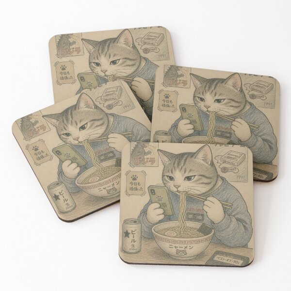 Item preview, Funny Cat Ramen Retro Japanese 1990s Nostalgia Anime Kawaii designed and sold by GrinGalore.