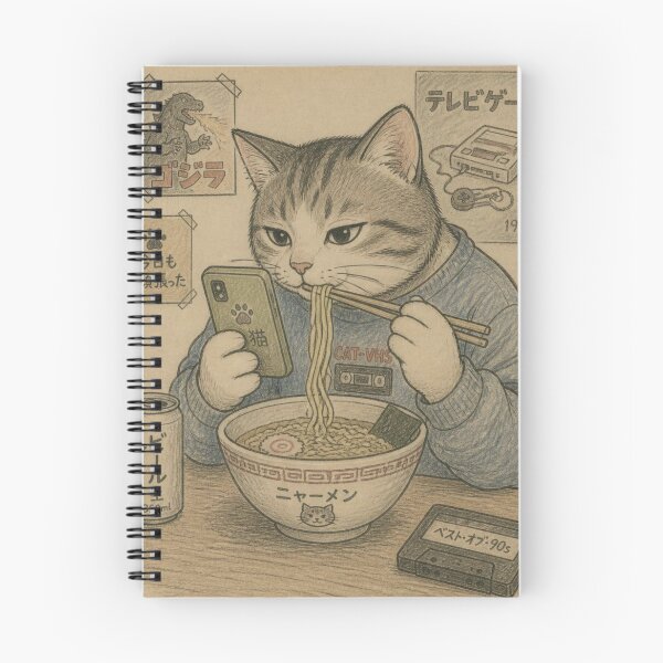 Item preview, Funny Cat Ramen Retro Japanese 1990s Nostalgia Anime Kawaii designed and sold by GrinGalore.