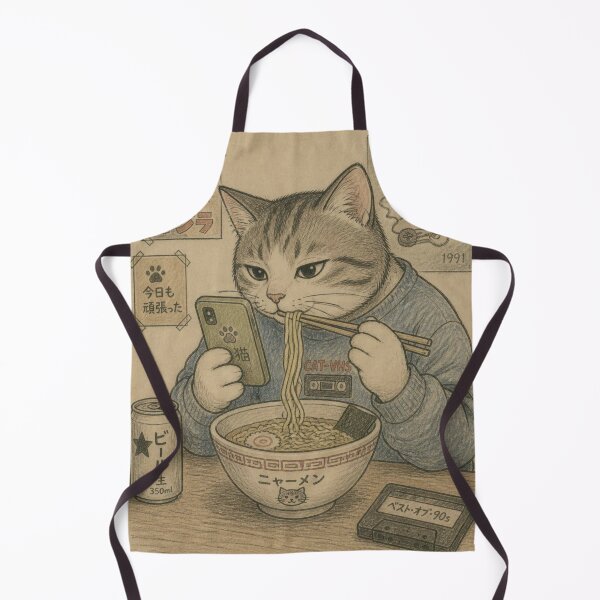 Item preview, Funny Cat Ramen Retro Japanese 1990s Nostalgia Anime Kawaii designed and sold by GrinGalore.