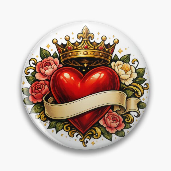 Item preview, Crowned Heart and Roses – Vintage Love Tattoo designed and sold by TroviTutto.