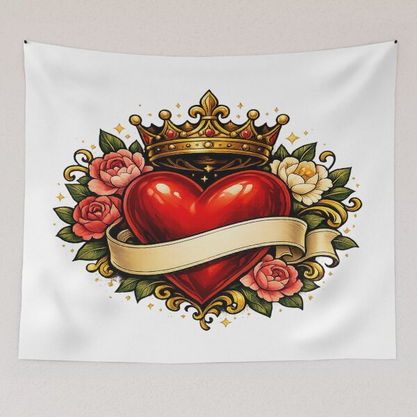 Item preview, Crowned Heart and Roses – Vintage Love Tattoo designed and sold by TroviTutto.
