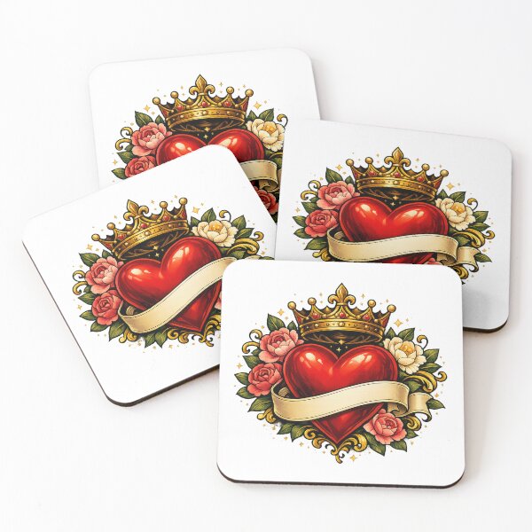 Item preview, Crowned Heart and Roses – Vintage Love Tattoo designed and sold by TroviTutto.