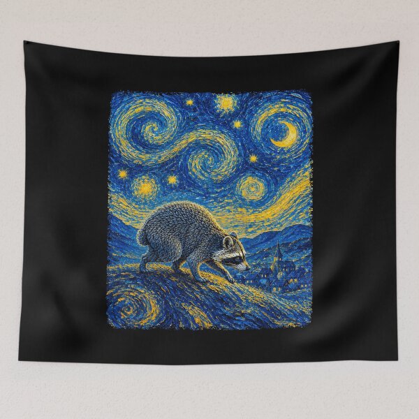 Item preview, Jimothy Raccoon Starry Night Van Gogh Art Seattle Meme designed and sold by haris-rana-wren.