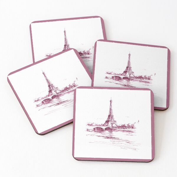 Item preview, Eiffel Tower Paris France Pink Sketch – Romantic Paris Travel Art designed and sold by Ramona-Gliga.
