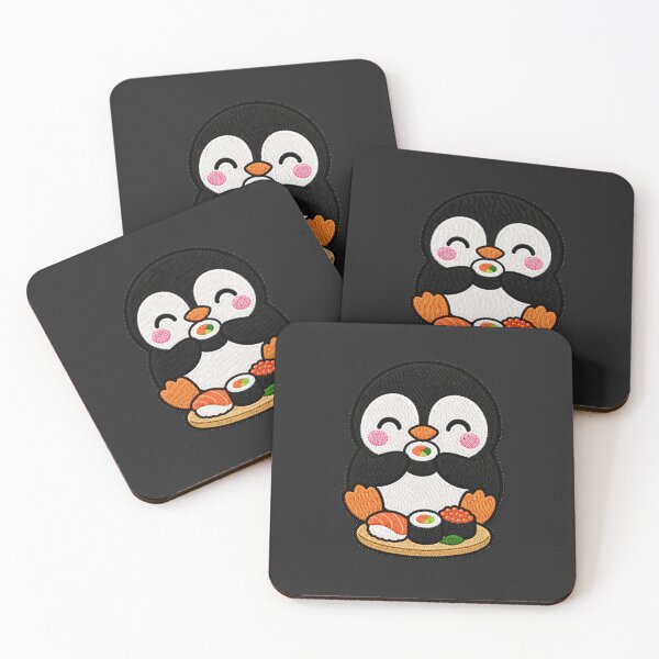 Item preview, Cute Penguin Eating Sushi Kawaii Embroidery Patch designed and sold by ColorSplash123.