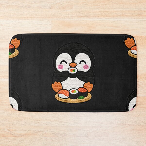 Item preview, Cute Penguin Eating Sushi Kawaii Embroidery Patch designed and sold by ColorSplash123.
