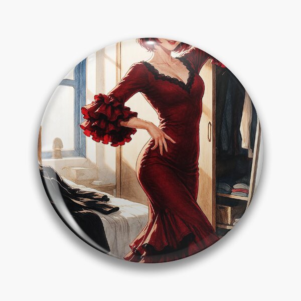 Item preview, Flamenco Dancer Red Dress Spanish Passion Anime Art designed and sold by Hen-C-Art.