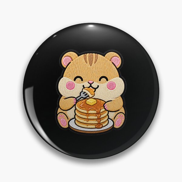 Item preview, Cute Hamster Eating Pancakes Kawaii Embroidery Patch designed and sold by ColorSplash123.