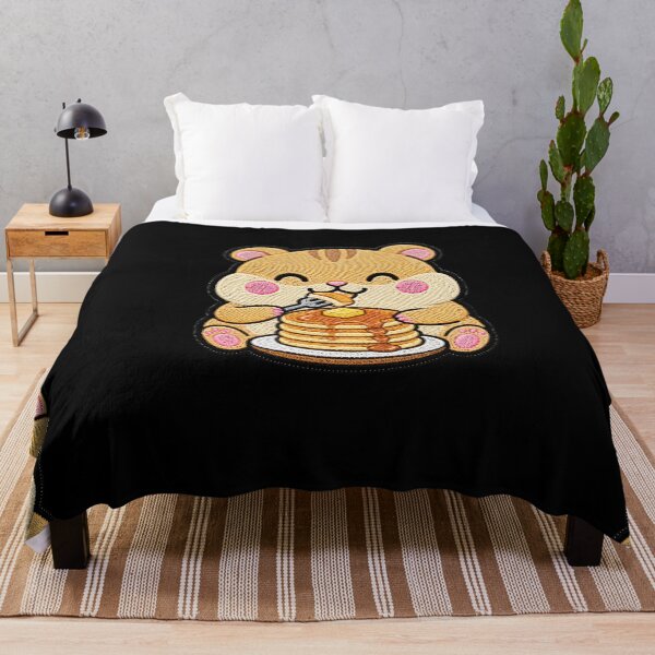 Item preview, Cute Hamster Eating Pancakes Kawaii Embroidery Patch designed and sold by ColorSplash123.