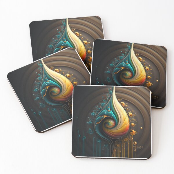 Item preview, Deep Teal and Amber Drop on Brown designed and sold by RAGANADesign.