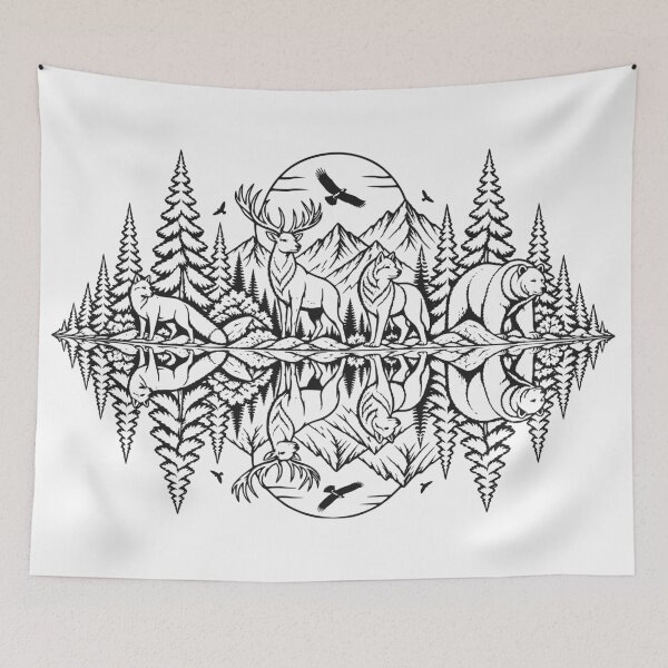 Item preview, Forest Animals Soundwave Nature Illustration designed and sold by Pommes im Bett.