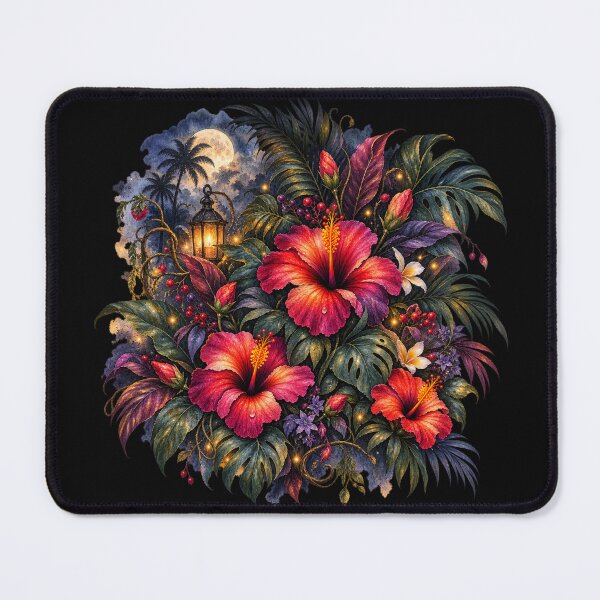 Item preview, Midnight Garden Hibiscus | Nocturnal Tropical Floral Art | Dark Botanical Watercolor designed and sold by IamNolmo.