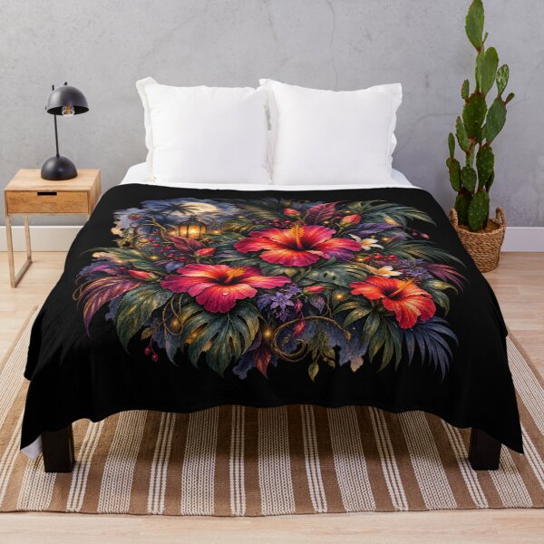 Item preview, Midnight Garden Hibiscus | Nocturnal Tropical Floral Art | Dark Botanical Watercolor designed and sold by IamNolmo.