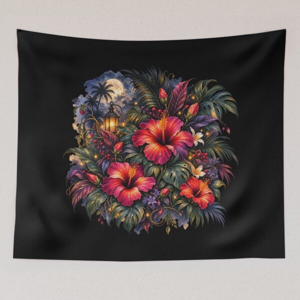 Item preview, Midnight Garden Hibiscus | Nocturnal Tropical Floral Art | Dark Botanical Watercolor designed and sold by IamNolmo.