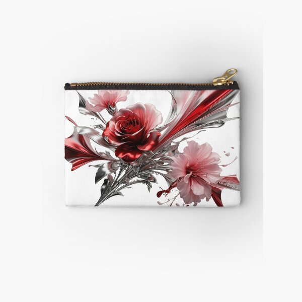 Item preview, RED ROSE AND PINK FLOWERS ON BLACK BACKGROUND designed and sold by dazzlemakers.