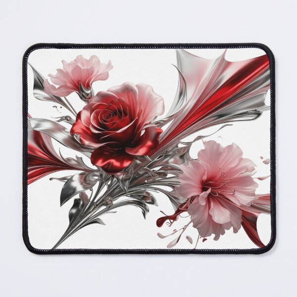 Item preview, RED ROSE AND PINK FLOWERS ON BLACK BACKGROUND designed and sold by dazzlemakers.