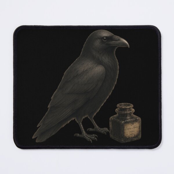 Item preview, Raven and Vintage Ink Bottle | Dark Gothic Autumn designed and sold by Golden Ember Studio.