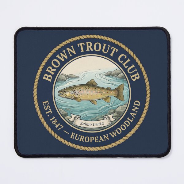 Item preview, Brown Trout Club Vintage Badge River Fishing Art designed and sold by CalmCapy Co.