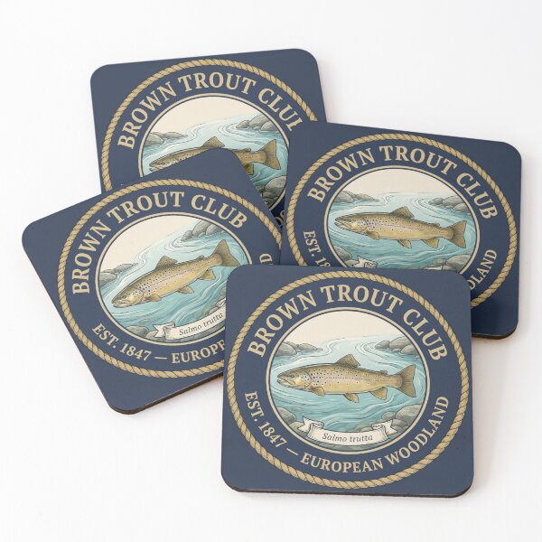 Item preview, Brown Trout Club Vintage Badge River Fishing Art designed and sold by CalmCapy Co.