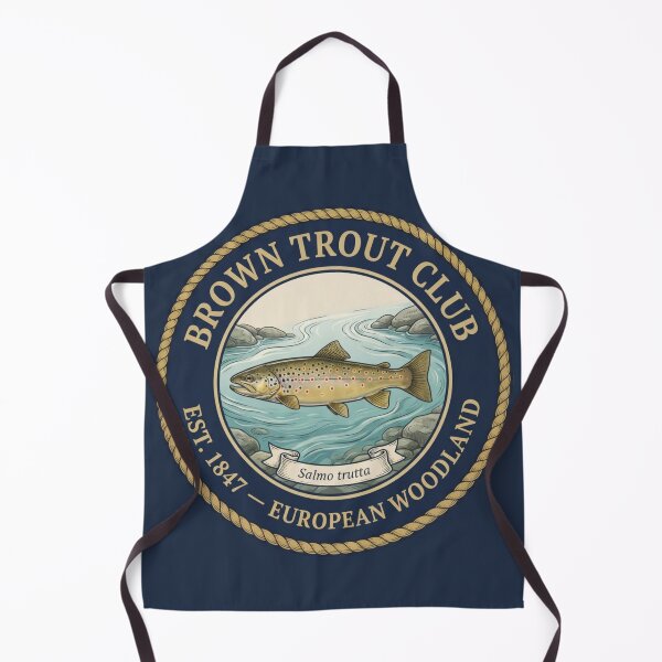 Item preview, Brown Trout Club Vintage Badge River Fishing Art designed and sold by CalmCapy Co.