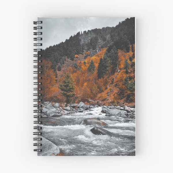 Item preview, Autumn Mountain River – Orange Forest & Moody Black and White Landscape designed and sold by StyleForge Apparel.