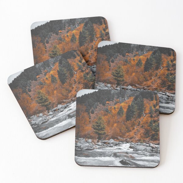 Item preview, Autumn Mountain River – Orange Forest & Moody Black and White Landscape designed and sold by StyleForge Apparel.