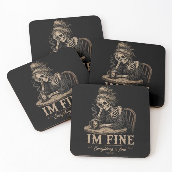Item preview, of I'm Fine Everything Is Fine Skeleton Coffee Lover designed and sold by will freed18.